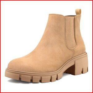 Platform Chelsea Boots Lug Sole Slip On Chunky Heel Ankle Booties